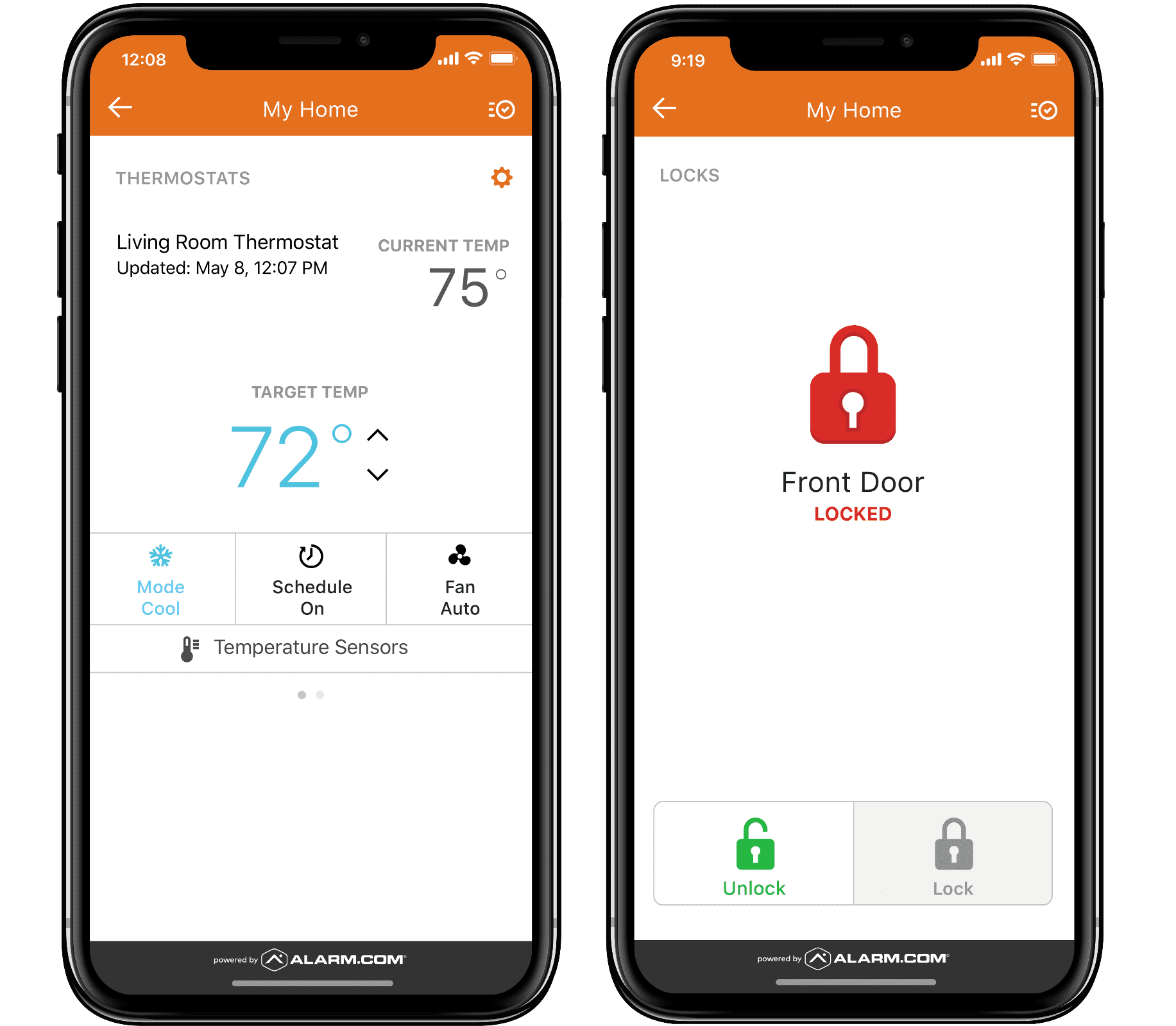 alarm.com security automation on iphone